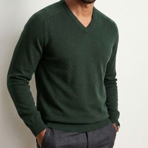 Brooks Brothers Merino Wool V-Neck Sweater Green L Men's Stretch Preppy Classic